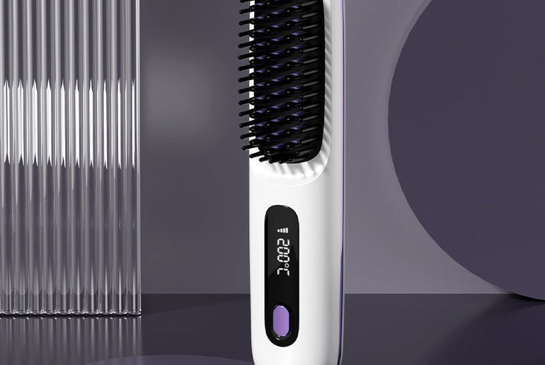 2 In 1 Straight Hair Comb Wireless Hair Straightener Brush - Urban Mart