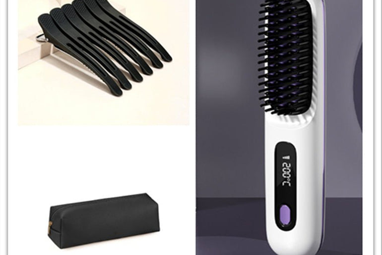 2 In 1 Straight Hair Comb Wireless Hair Straightener Brush - Urban Mart