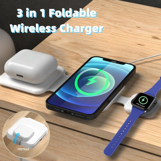 3 In 1 Magnetic Foldable Wireless Charger - Urban Mart