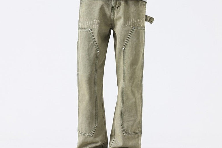 American High Street Vibe Wind Washed Distressed Army Green Jeans - Urban Mart