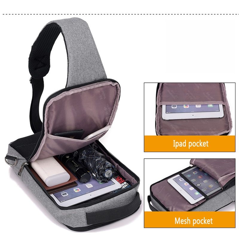 Anti - theft USB charging chest bag - Urban Mart