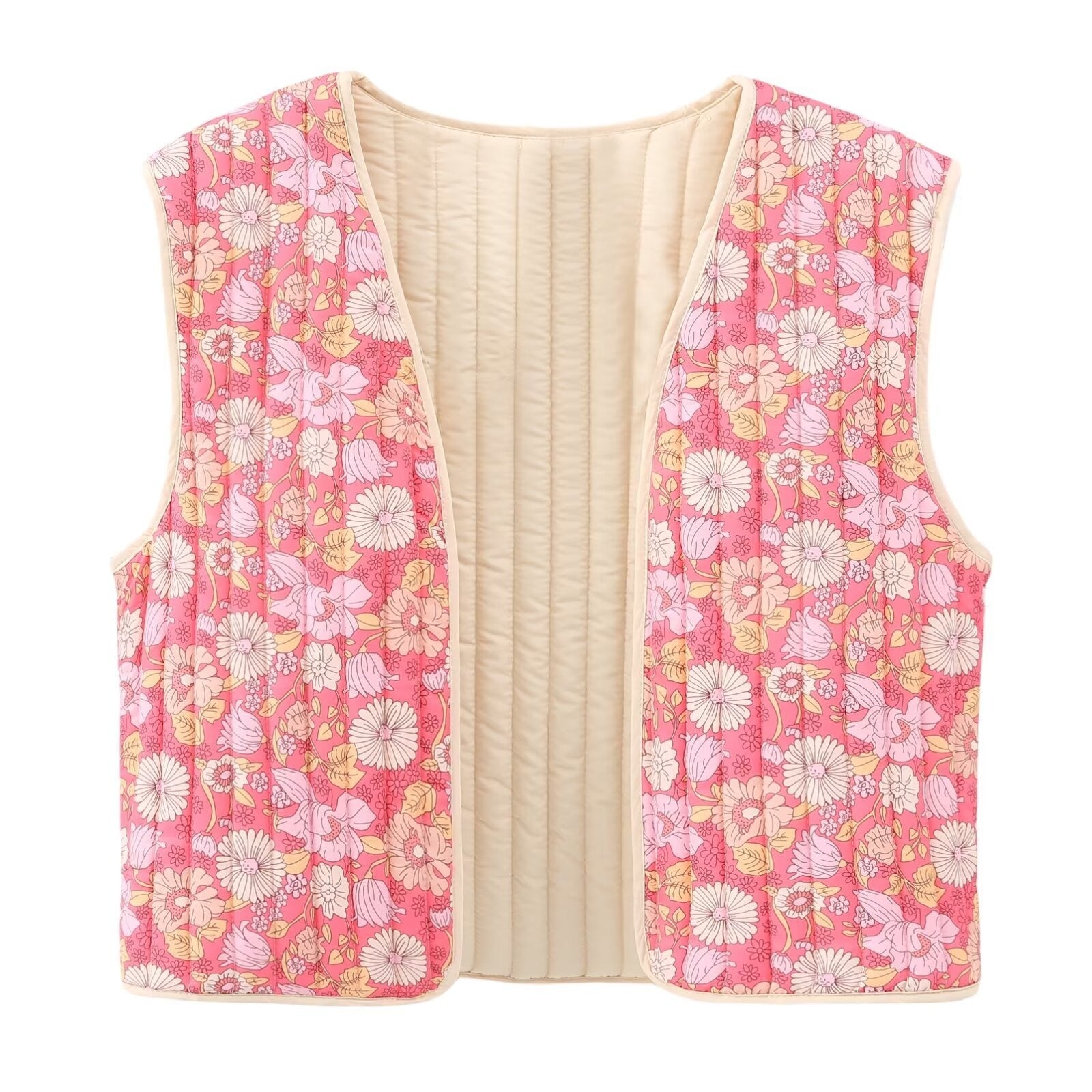 Autumn Small Floral Double - sided Wear Cotton Vest - Urban Mart