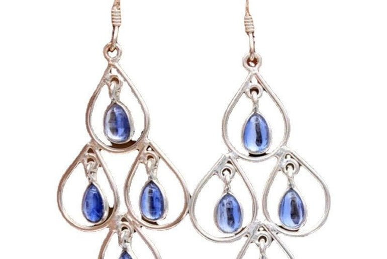 European And American Popular Creative Peacock Blue Moonstone Exaggerated Earrings - Urban Mart