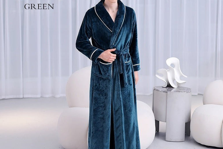 Extended Autumn And Winter Coral Fleece Bathrobe - Urban Mart