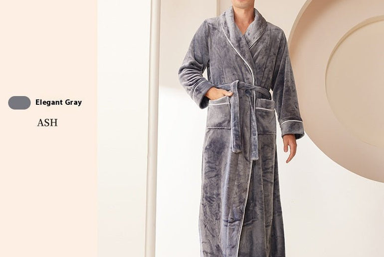 Extended Autumn And Winter Coral Fleece Bathrobe - Urban Mart