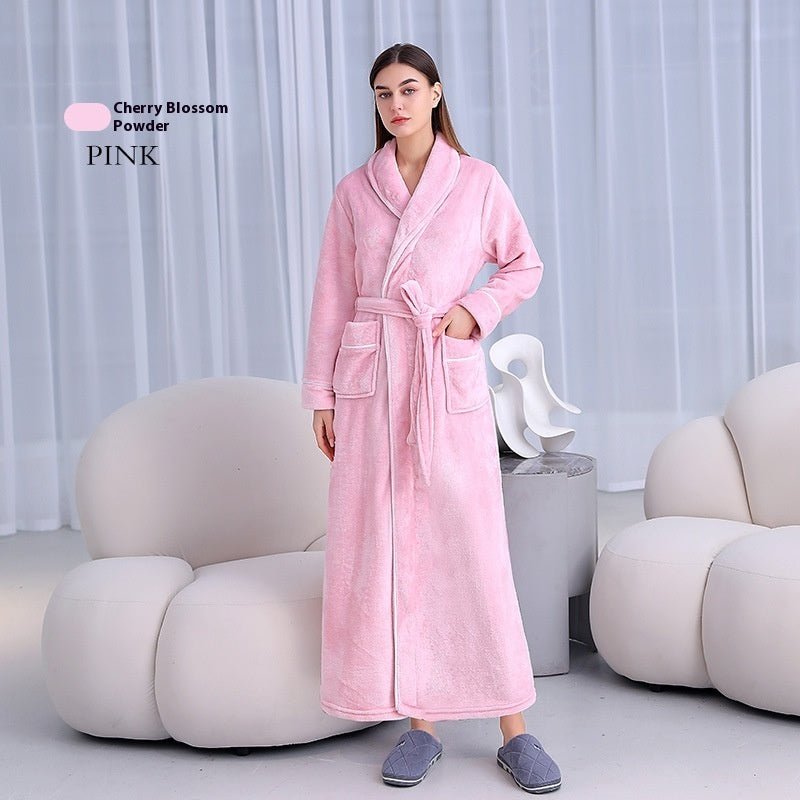 Extended Autumn And Winter Coral Fleece Bathrobe - Urban Mart