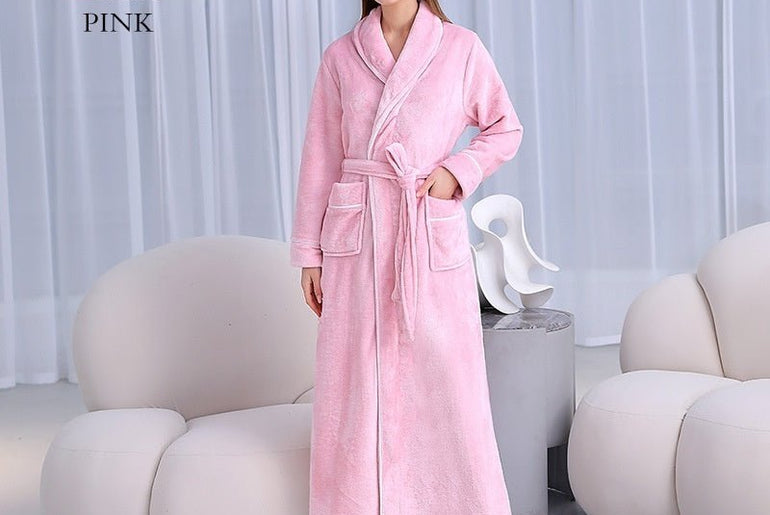 Extended Autumn And Winter Coral Fleece Bathrobe - Urban Mart