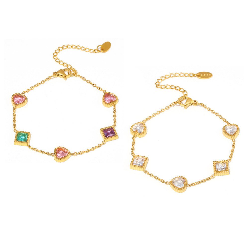 Gold Love Square Zircon Bracelet - Urban Mart