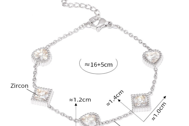 Gold Love Square Zircon Bracelet - Urban Mart