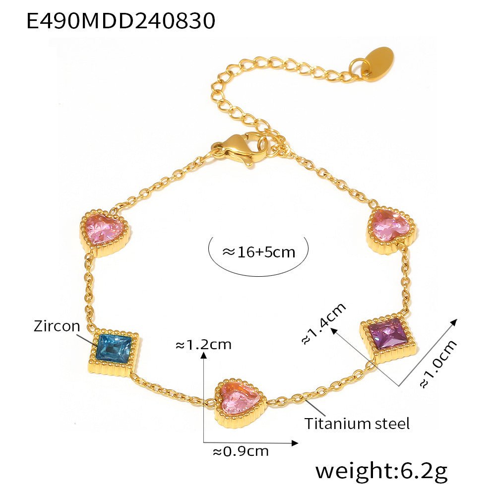 Gold Love Square Zircon Bracelet - Urban Mart