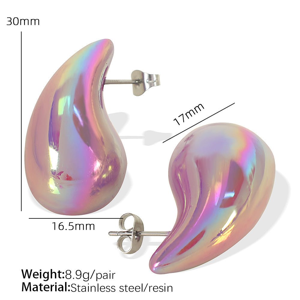 Gradient Color Hollow Water Drop Earrings Fashion - Urban Mart