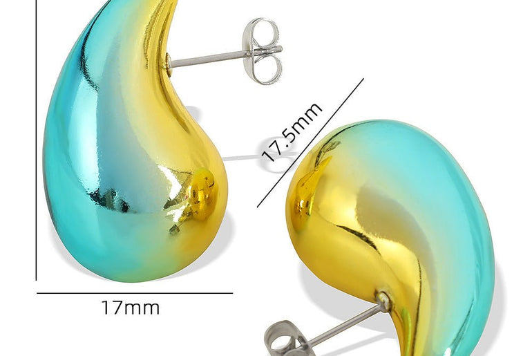 Gradient Color Hollow Water Drop Earrings Fashion - Urban Mart