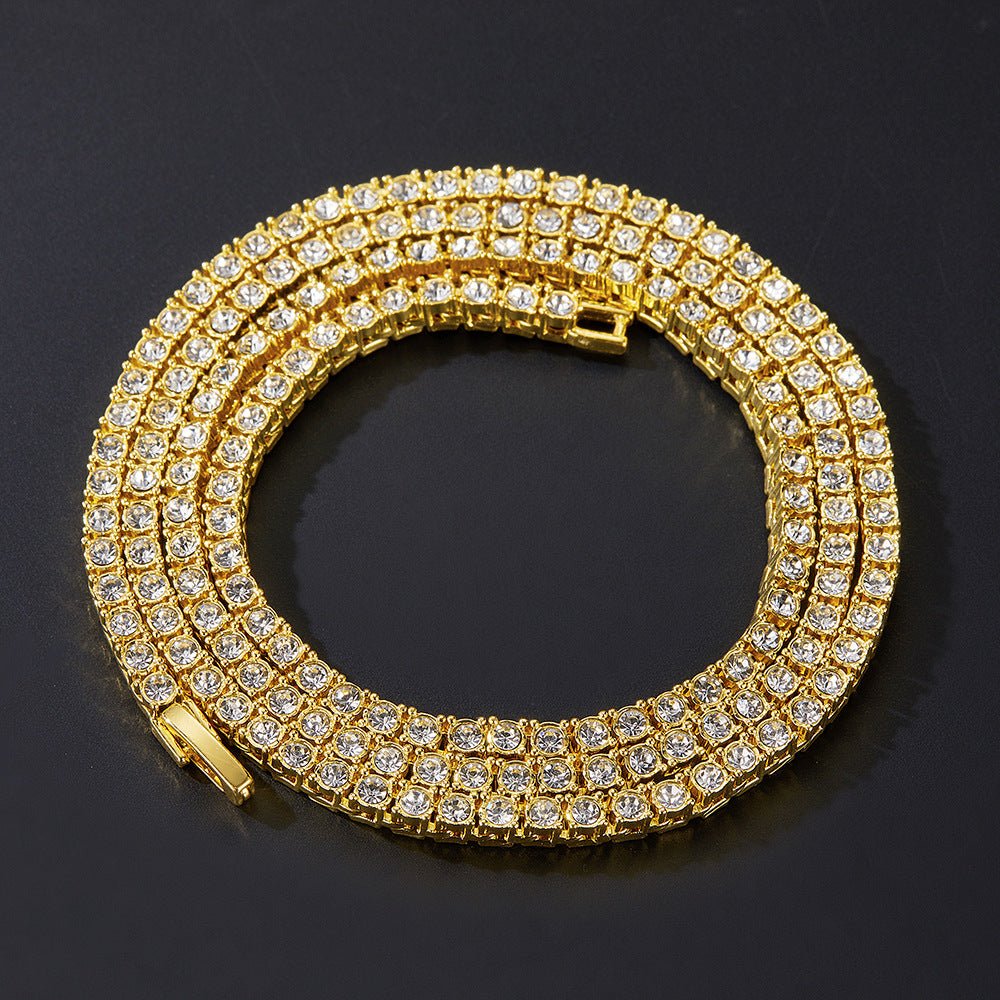 Hip Hop Tennis Alloy Rhinestone Cuban Necklace - Urban Mart