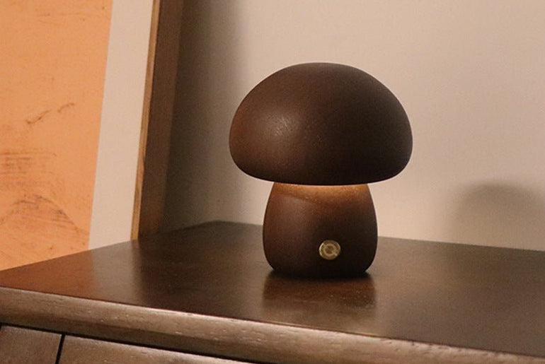 INS Wooden Cute Mushroom LED Night Lamp - Urban Mart