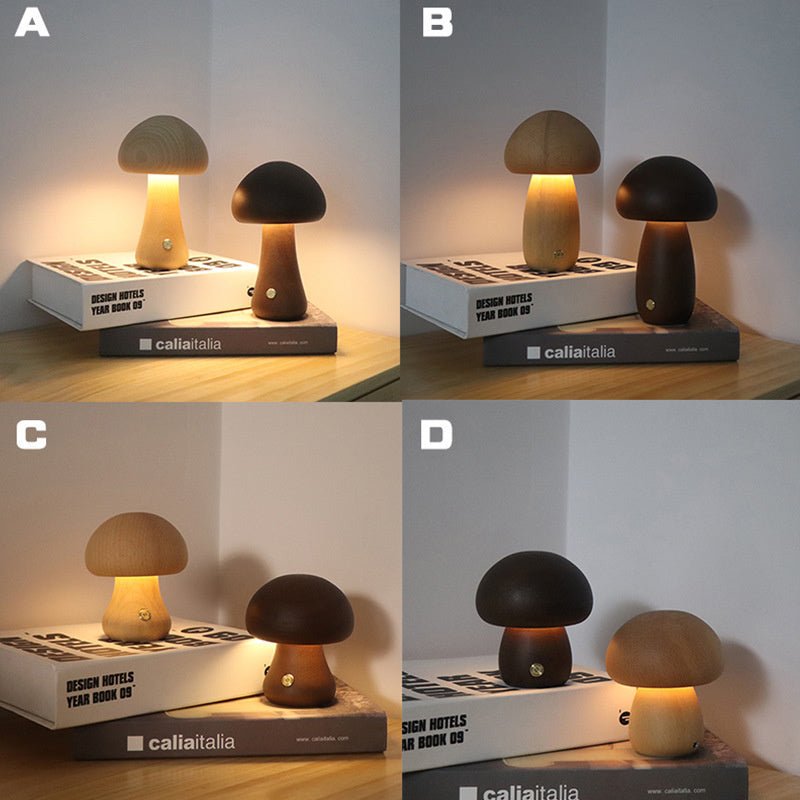 INS Wooden Cute Mushroom LED Night Lamp - Urban Mart