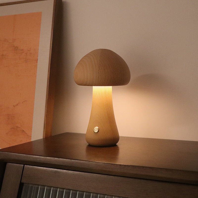 INS Wooden Cute Mushroom LED Night Lamp - Urban Mart