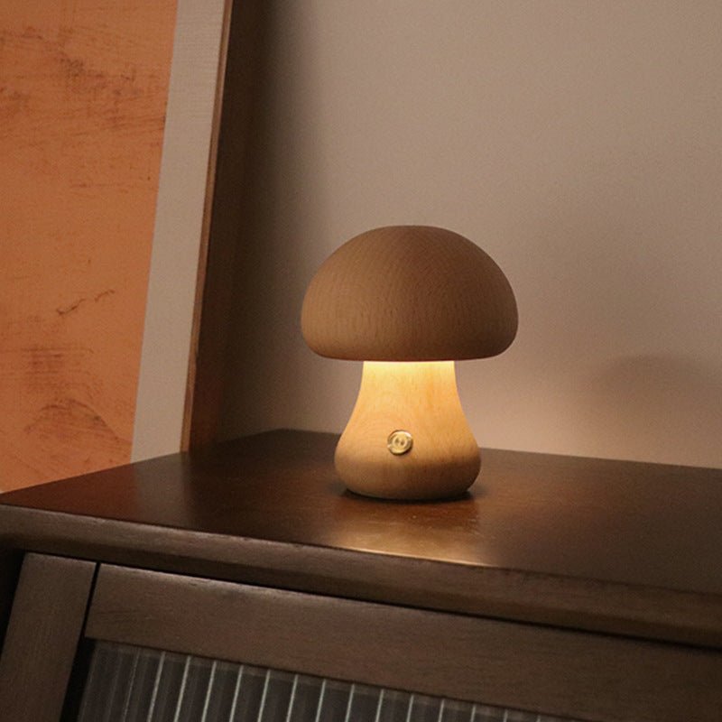 INS Wooden Cute Mushroom LED Night Lamp - Urban Mart