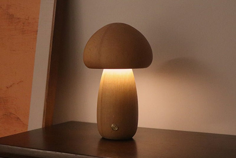 INS Wooden Cute Mushroom LED Night Lamp - Urban Mart