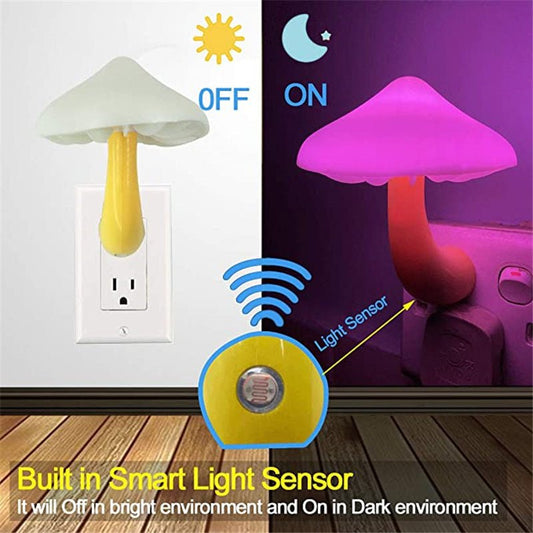 LED Night Light Mushroom Wall Socket Lamp - Urban Mart