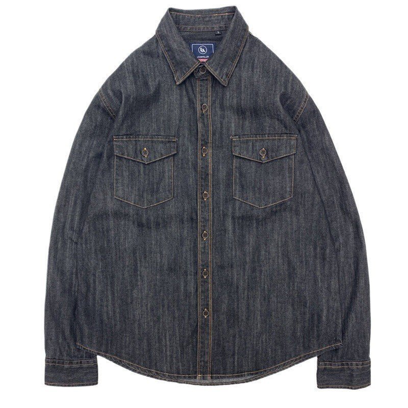 Men's Shirt Weighing Washed Overalls Denim - Urban Mart