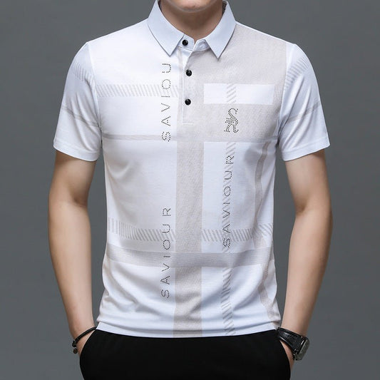 Middle - aged People's Printing Polo Shirt Fashionable Stylish Lapel - Urban Mart