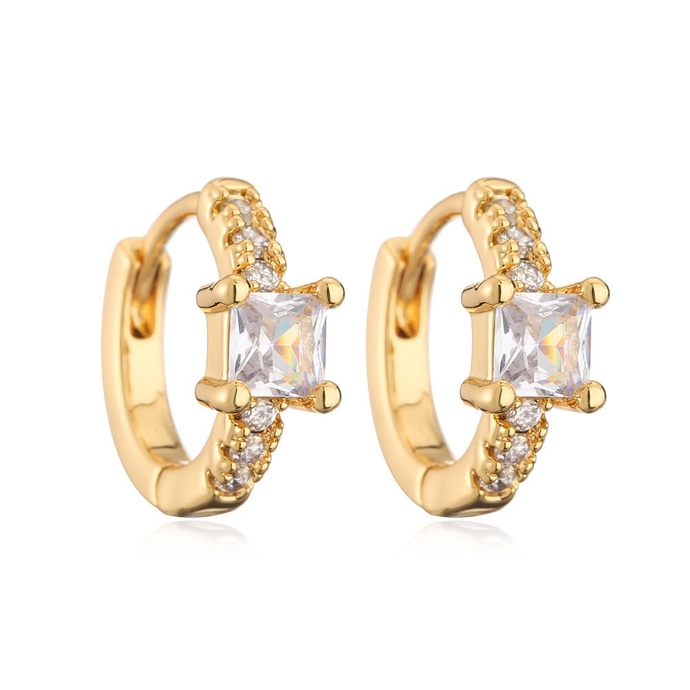 Mini Exquisite Real Gold Plating Zircon Geometry Ear Ring - Urban Mart