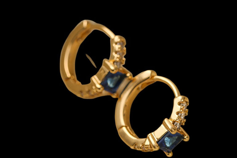 Mini Exquisite Real Gold Plating Zircon Geometry Ear Ring - Urban Mart