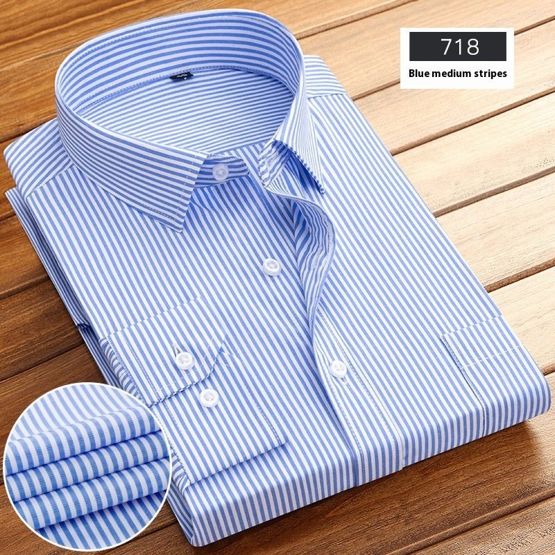 New Business Striped Spring And Autumn Men's Long - sleeved Shirt - Urban Mart