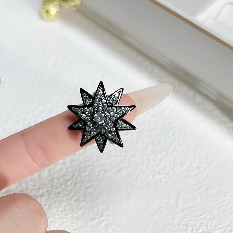 Punk Dark Style Asterism Full Diamond Open Ring Unisex Style - Urban Mart