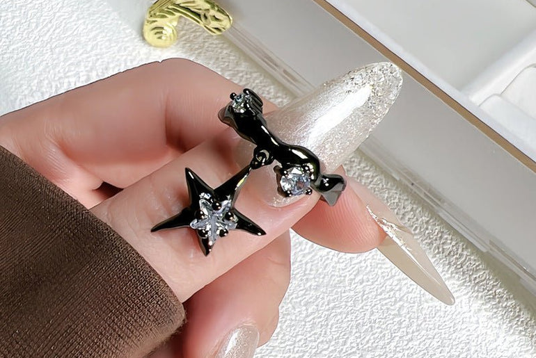 Punk Dark Style Asterism Full Diamond Open Ring Unisex Style - Urban Mart