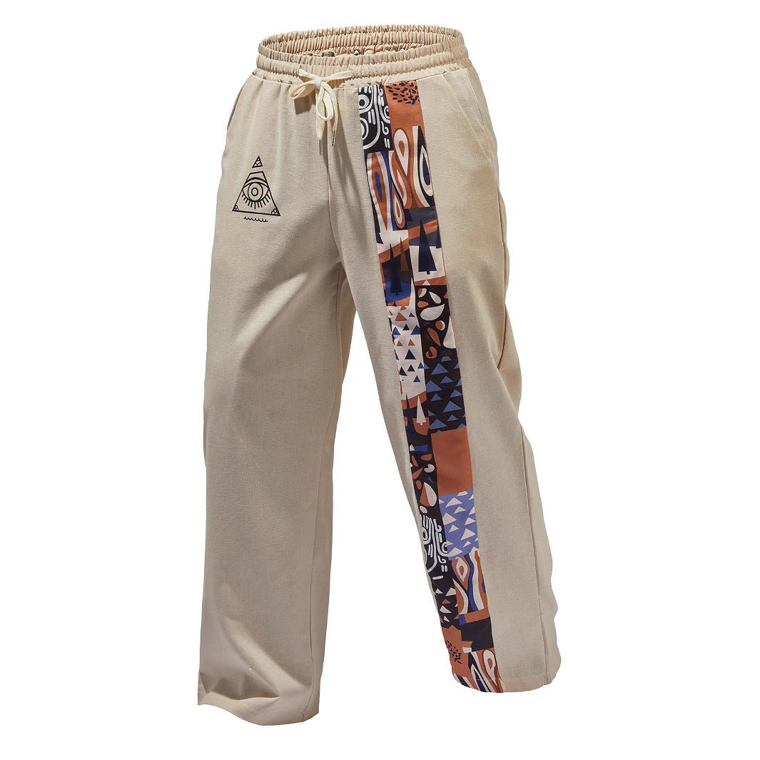 Retro Printed Loose Casual Straight Trousers - Urban Mart