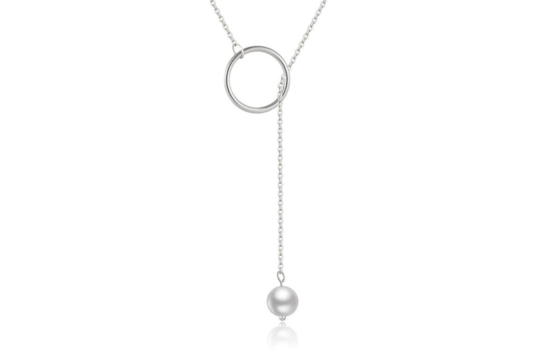 S925 Sterling Silver Brushed Ball Long Necklace - Urban Mart