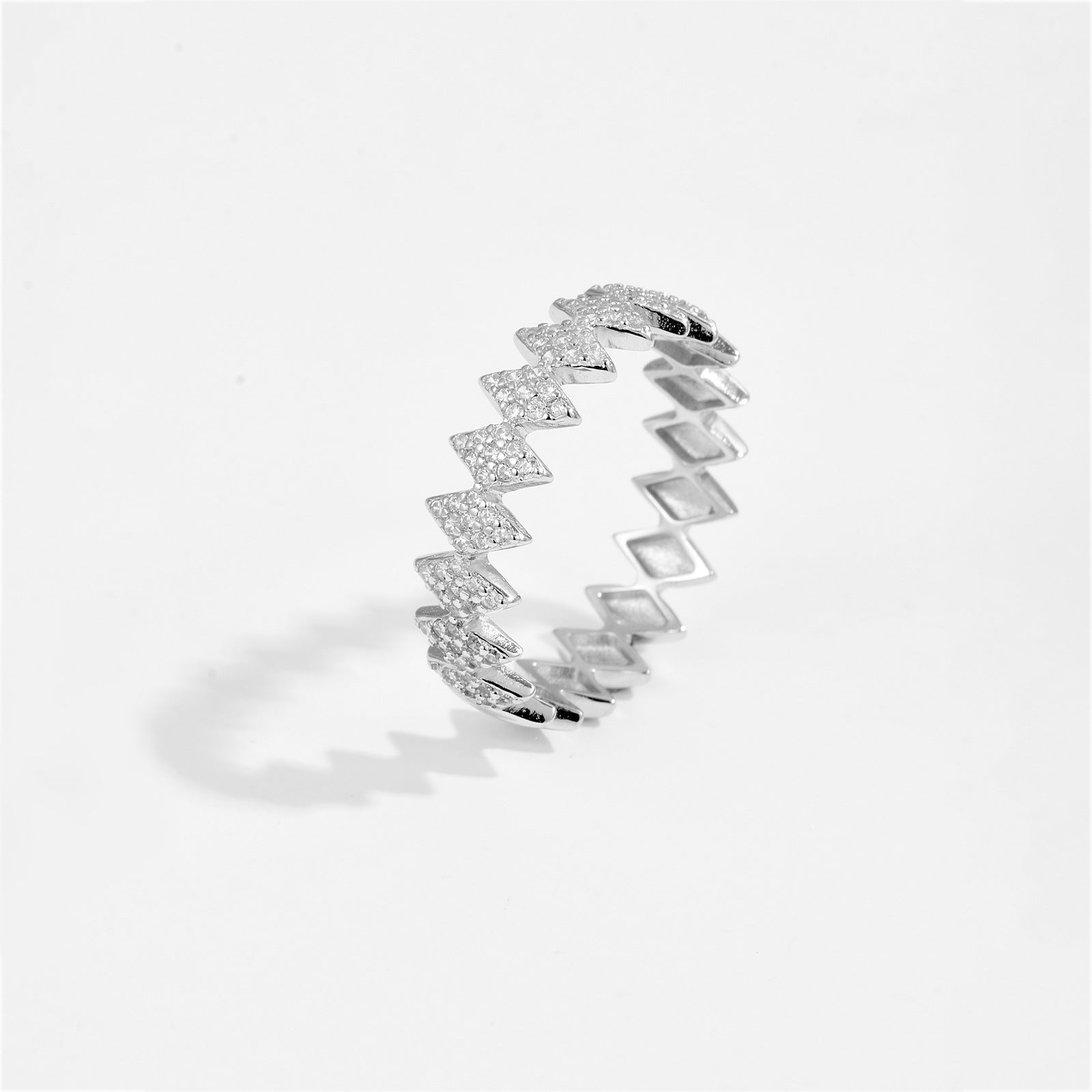 S925 Sterling Silver Diamond - studded Ring - Urban Mart