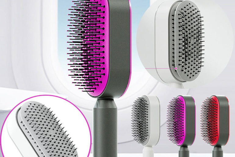 Self Cleaning Hair Brush For Women - Urban Mart