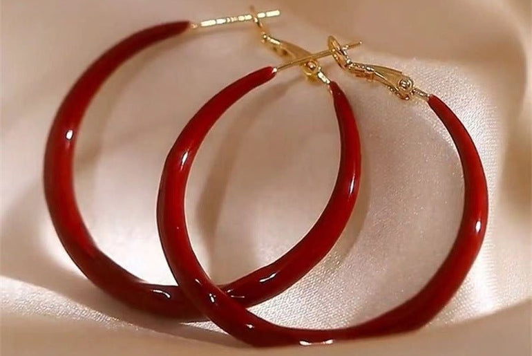 Special - interest Design Mild Luxury Retro Red Oil - spot Glaze Simple Bracelet Earrings - Urban Mart