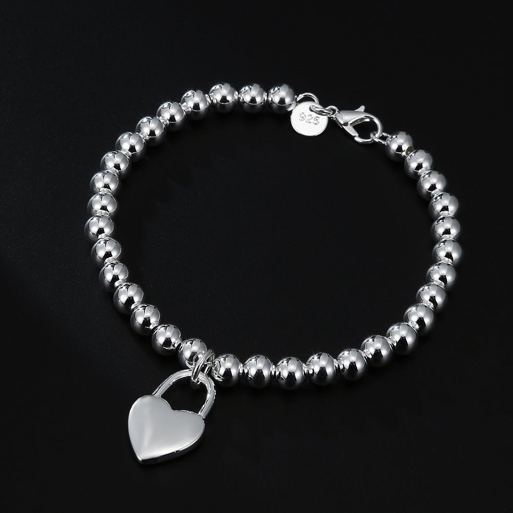 Women's 6MM Beads Heart Lock Bracelet - Urban Mart