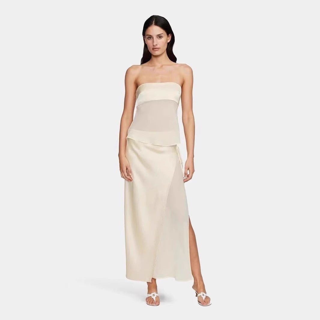 Women's Clothing Tube Top Sexy Elegant Solid Color Dress - Urban Mart